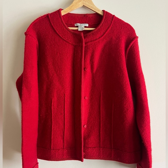 Red Jillian Jones Boiled Wool Jacket size M - Picture 1 of 9